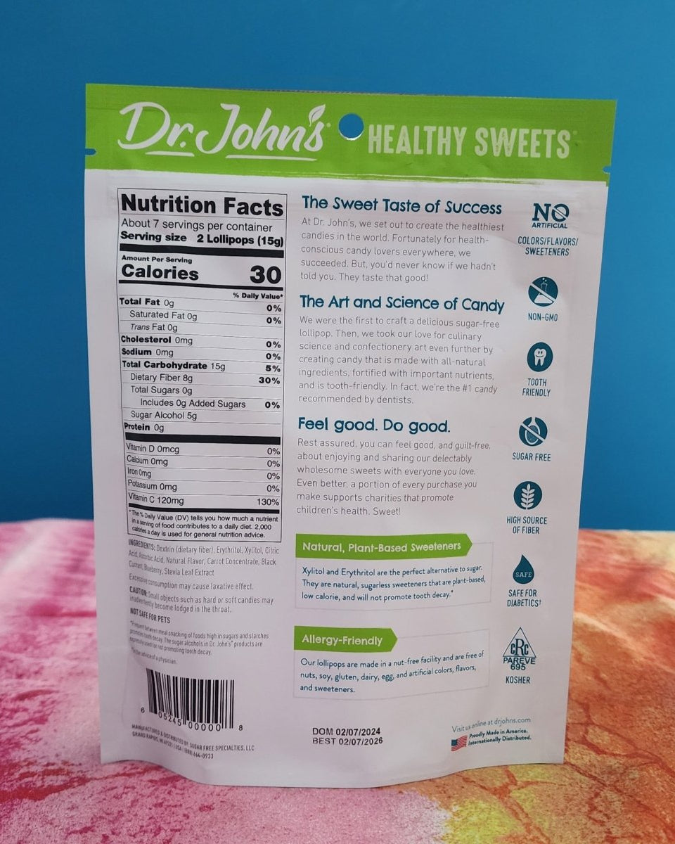 Dr. John's Healthy Sweets - Sugar Free - Fruit Mix Lollipops - 3.85 oz - #variant_color# - #variant_size# - #variant_option#