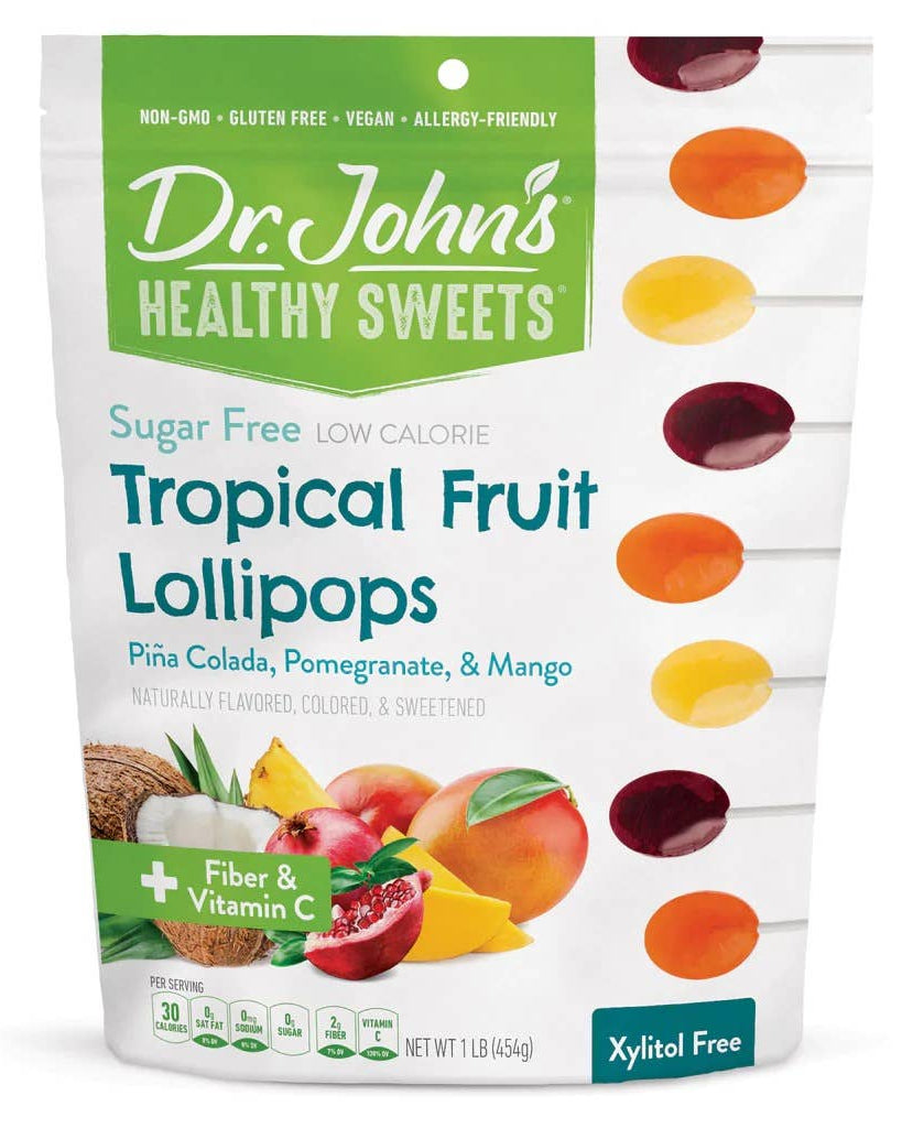 Dr. John's Healthy Sweets - Sugar Free - Xylitol Free - Tropical Fruit Lollipops - 3.85 oz - #variant_color# - #variant_size# - #variant_option#