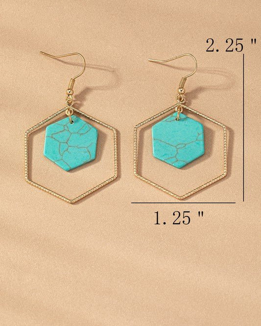Earrings: Hexagon Hoop and Gemstone - #variant_color# - #variant_size# - #variant_option#