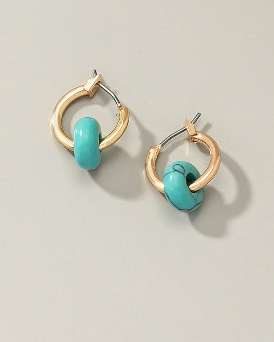 Earrings: Mini Hoop and Gemstone - #variant_color# - #variant_size# - #variant_option#