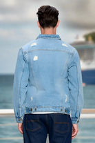 Men's Denim Jacket: Distressed Light Blue - #variant_color# - #variant_size# - #variant_option#