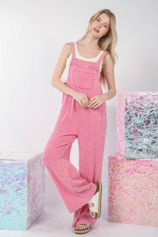 Overalls: Comfortable-Texture Washed-Wide Leg - #variant_color# - #variant_size# - #variant_option#