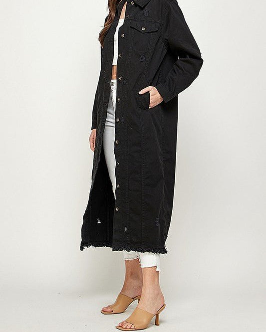 women's Denim Jacket with Distressed - #variant_color# - #variant_size# - #variant_option#