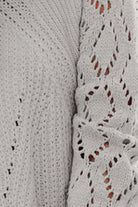 Openwork Round Neck Lantern Sleeve Sweater - #variant_color# - #variant_size# - #variant_option#